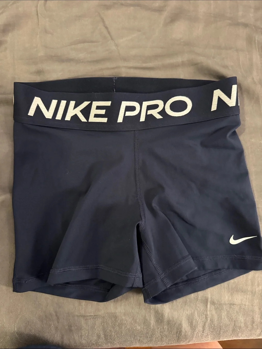 Nike Pro Navy Women's Compression Bike Shorts with White Logo